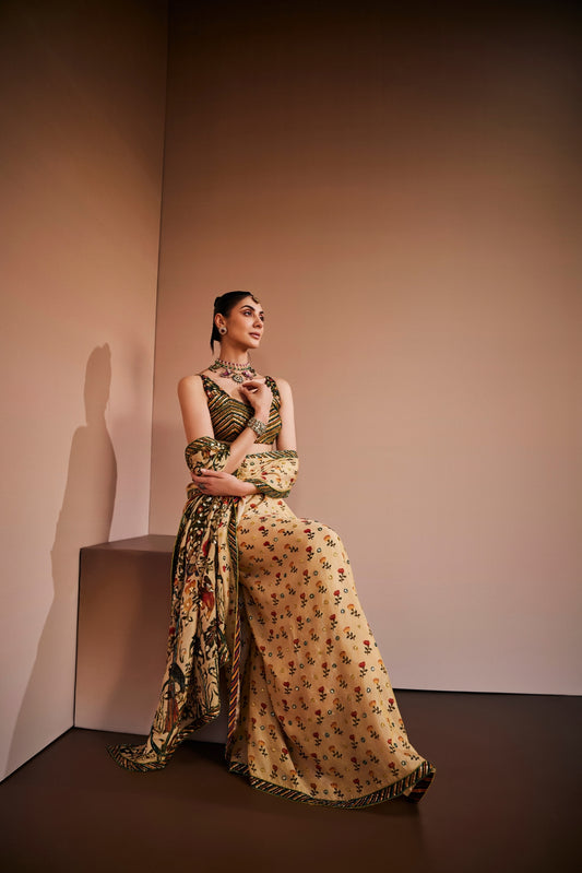 Floral Printed Saree Set
