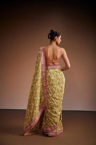 Light Green Printed Saree Set