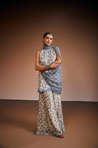 Printed kurta paired with pant and dupatta