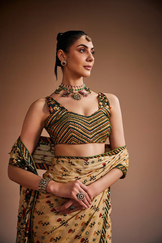 Floral Printed Saree Set