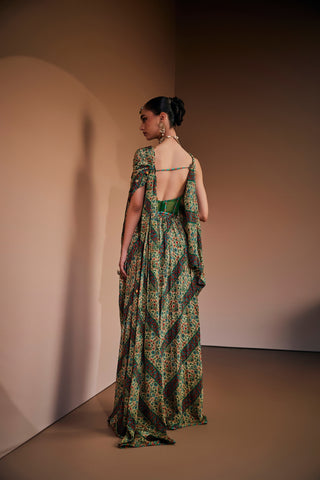 Floral Printed drape with traditional motif