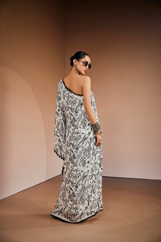 Black And white Floral printed Kaftan.