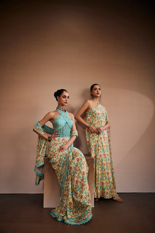 One Shoulder floral printed kaftan