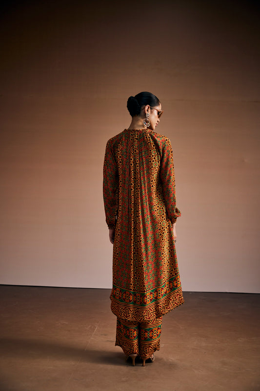 Brown Printed Kurta Set